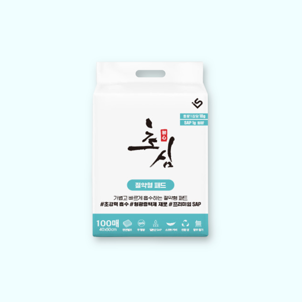초심 강아지 배변패드 절약형18g(민트)40x50cm, 100매입, 4개 : 펫스코
