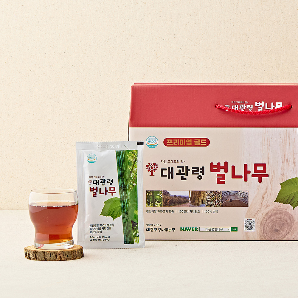 대관령 벌나무즙 해발700고지 자연건조100일 엑기스 100%순액  프리미엄골드 1박스(30포) : 대관령 벌나무 농장