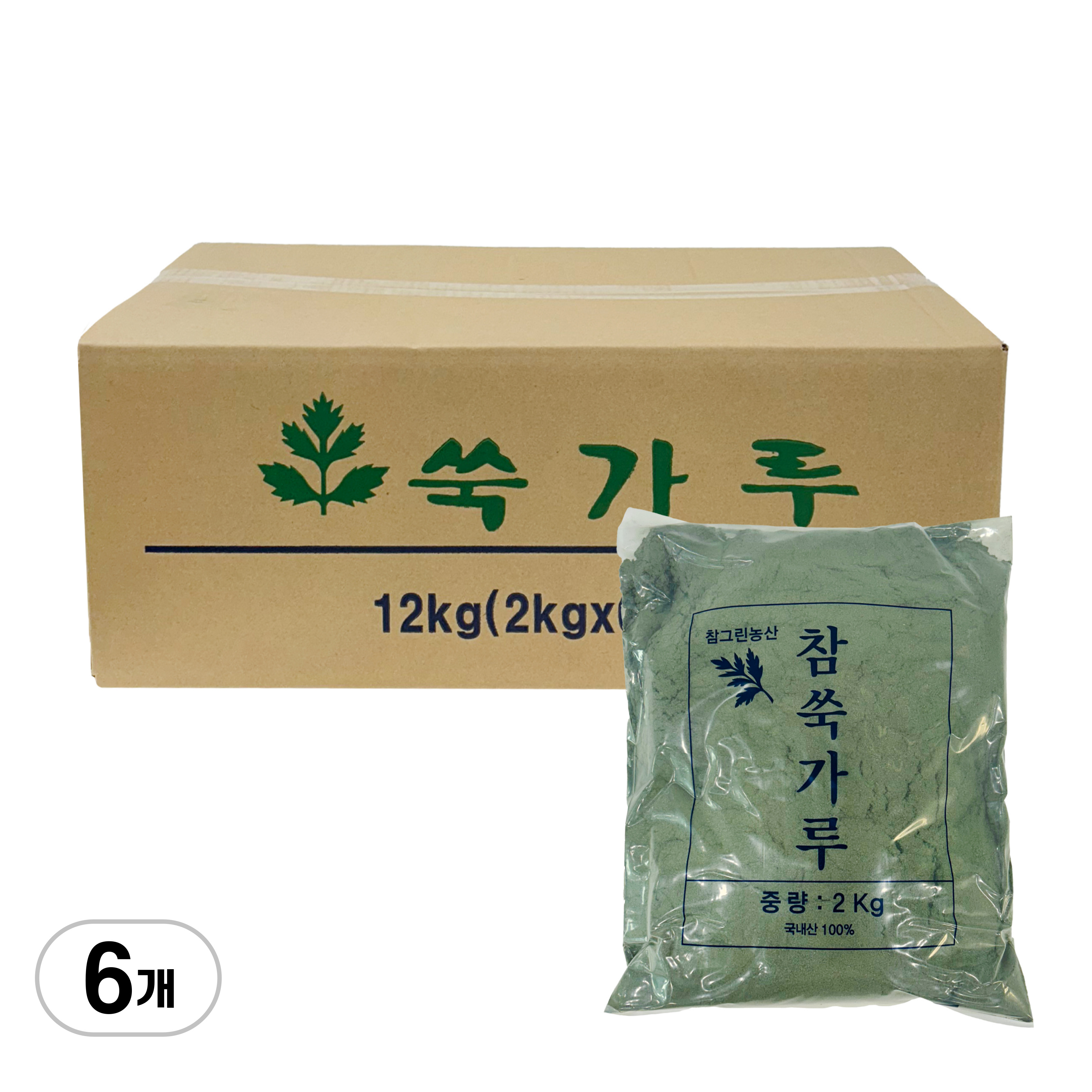 국내산 쑥가루 2kg x 6개 대용량 박스 참그린 농산 쑥분말 : 굿잇츠 goodeats