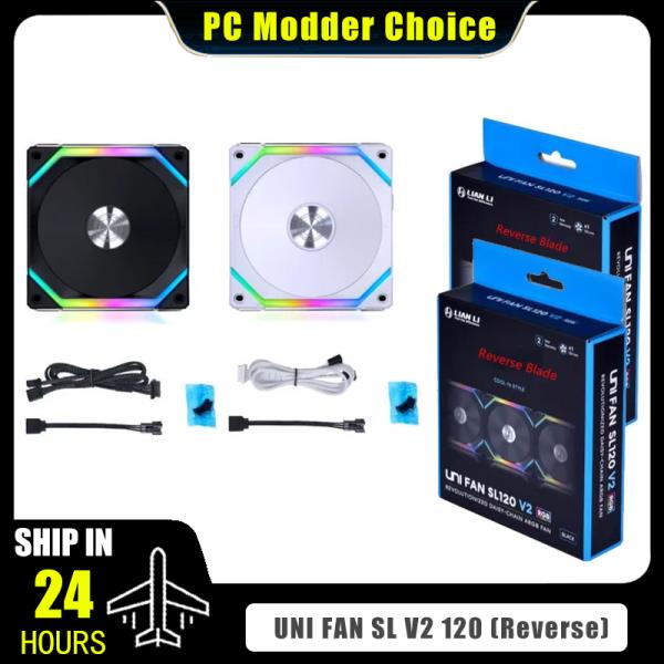 LIAN UNI 선풍기 V2 SL120V2 리버스 블레이드 10%, 성능 버전, RGB 단일 팩, 블랙/화이트 : feelgoodmarket