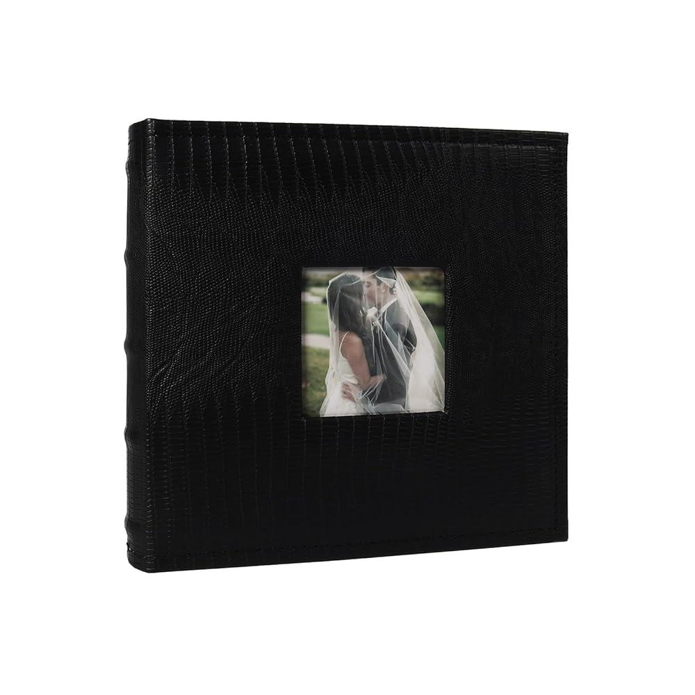 RECUTMS 미니 포토 앨범 10.2x15.2cm(4x6인치) 100장 사진 책 메모 영역 포함 전면 창이 있는 가죽 커버 결혼 여행 생일 기념일을 위한... 