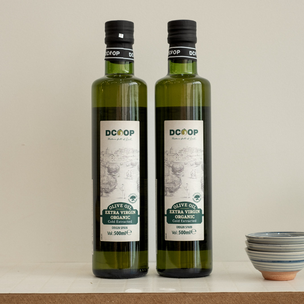 디쿱 올리브오일 스페인산 냉압착 생식 샐러드용 식용 유기농 엑스트라버진 올리브유 500ml 2병 : 푸른샵