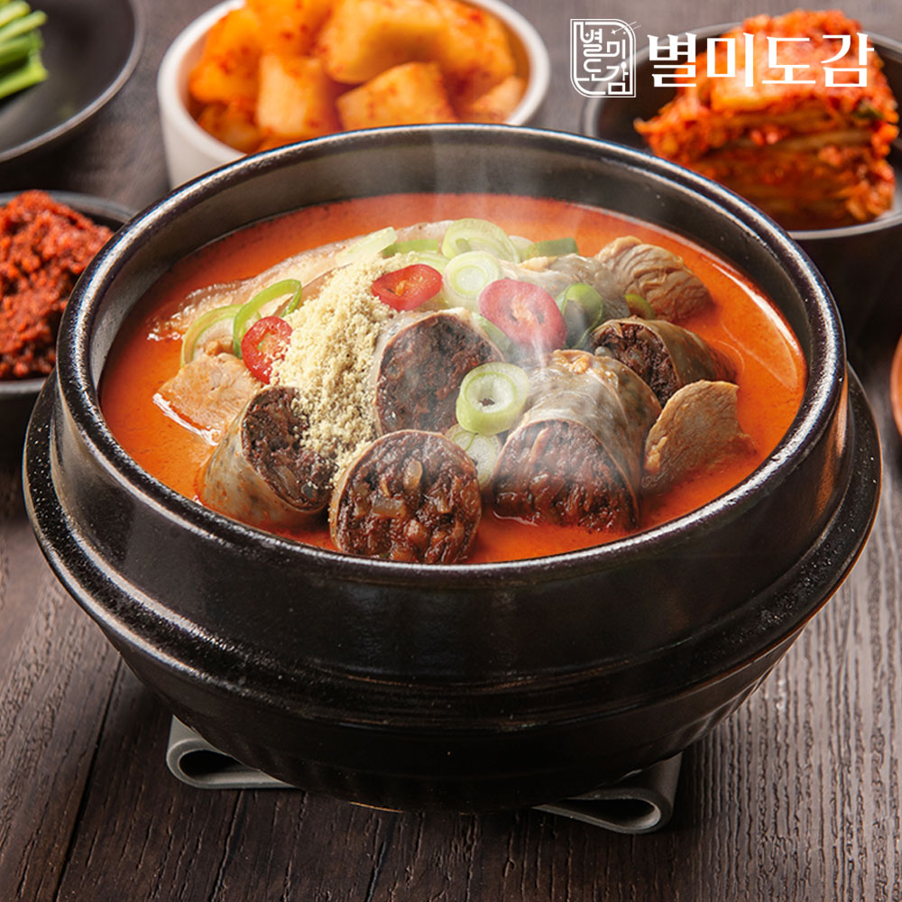 [소비기한 10.07] 별미도감 별미 순대국 500g x 4팩 순대국밥 즉석국 얼큰순대국 : 별미도감