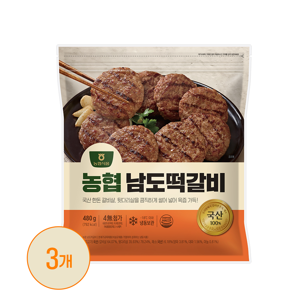 [농협식품] 한끼정성 프리미엄 남도 떡갈비 480g 3개 : 파루상점