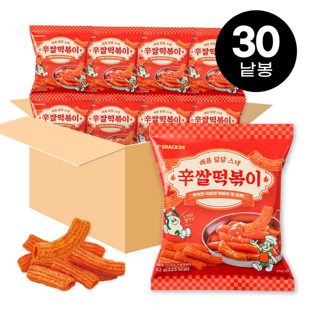 스낵24 쌀떡볶이 과자 42g 30개입 1박스 : 스낵24마켓