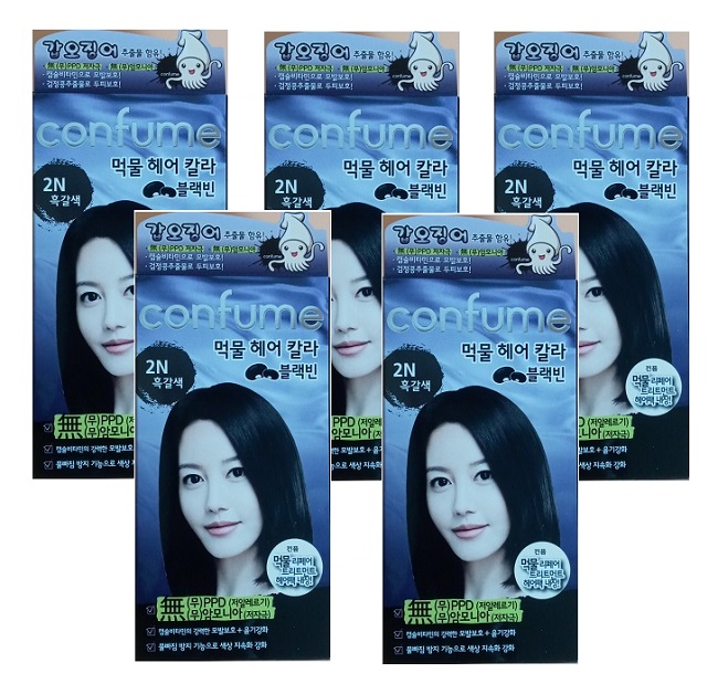 과일나라 컨퓸 먹물 염색 헤어칼라 블랙빈 2N 흑갈색 5개 갑오징어 추출물 : 대한 shop