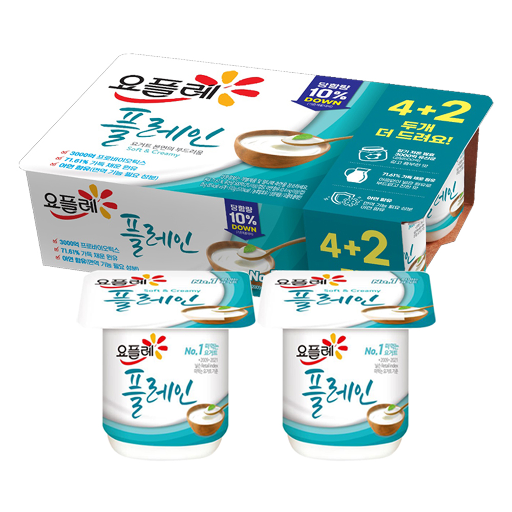 빙그레 요플레 6입 플레인, 80g, 3개 : 주식회사 성도물류