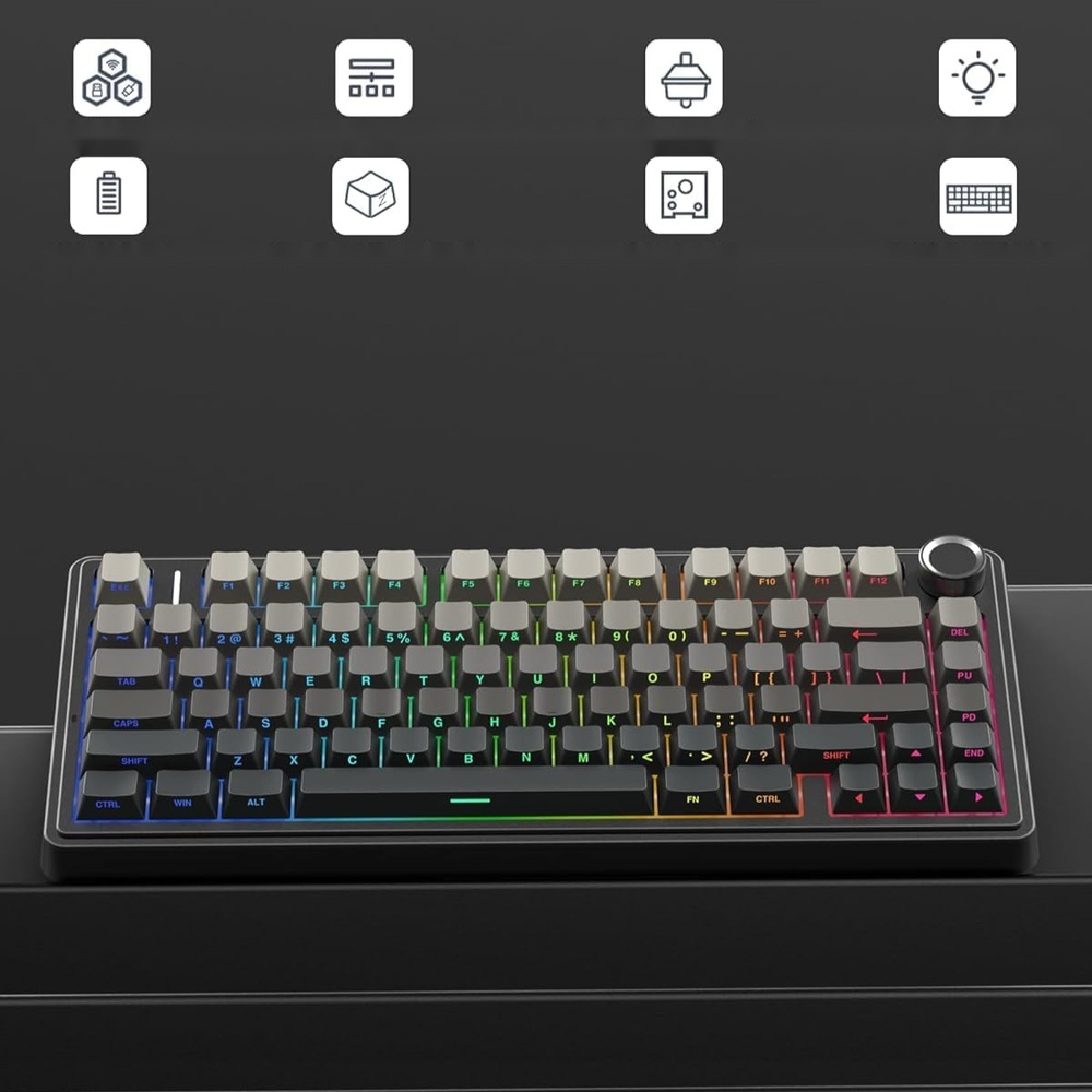 AULA F75 Pro 무선 기계식 키보드 핫스왑 가능 커스텀 키보드 RGB 백라이트 F75 프로 블랙 : 에스와이넷샵