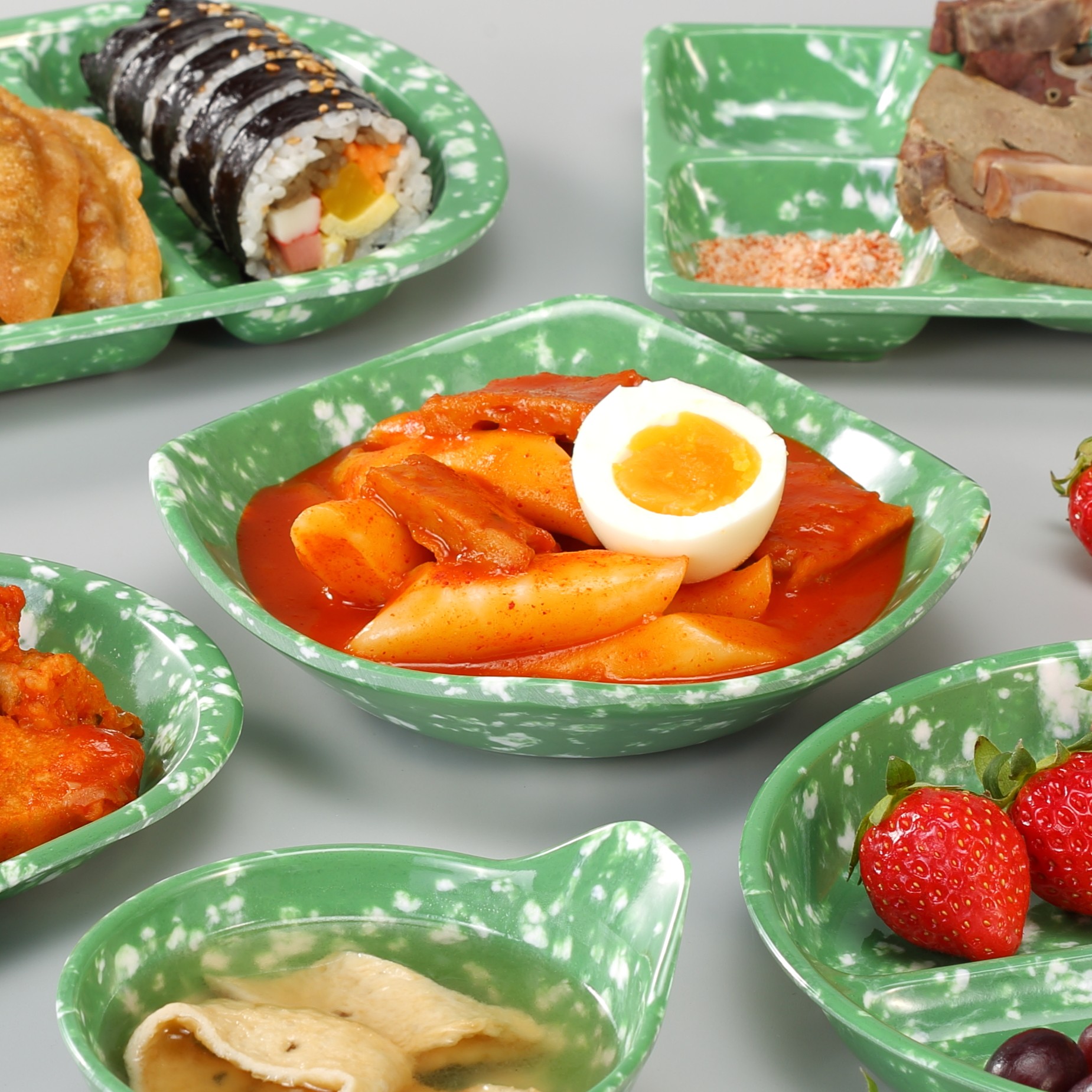 뉴트로 분식시리즈 레트로 분식 멜라민 그릇 떡볶이 접시 예쁜그릇 포장마차 : 이지주방
