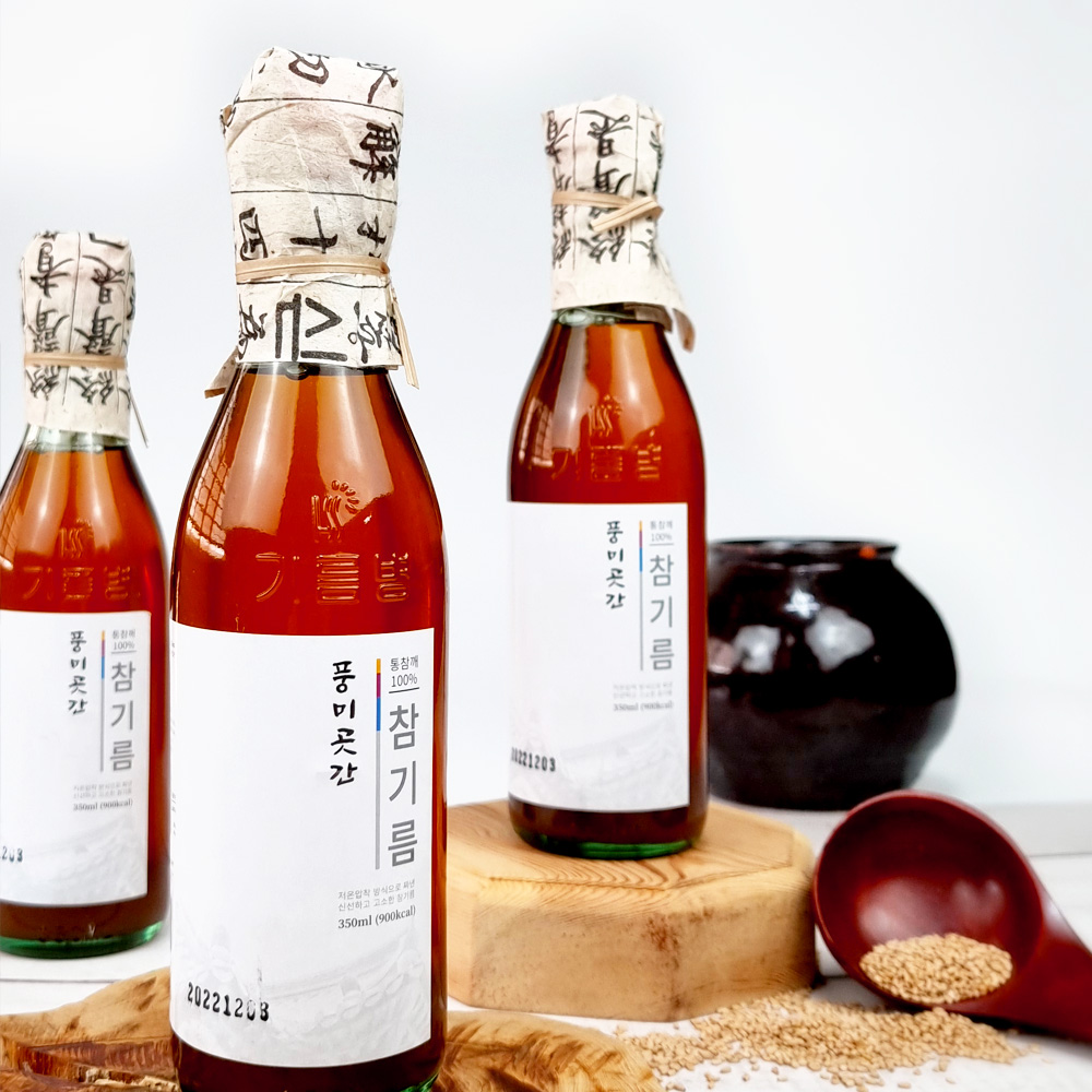 전통 방앗간 방식 참기름 & 들기름 350ml  통참깨, 통들깨 100% 저온압착 1회 착유 : 아이엠프레쉬