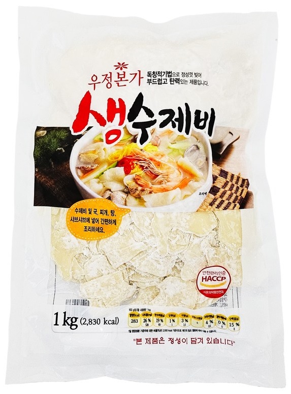 우정본가 수제비 1kg / 우정 생수제비 : 푸드앤하우스