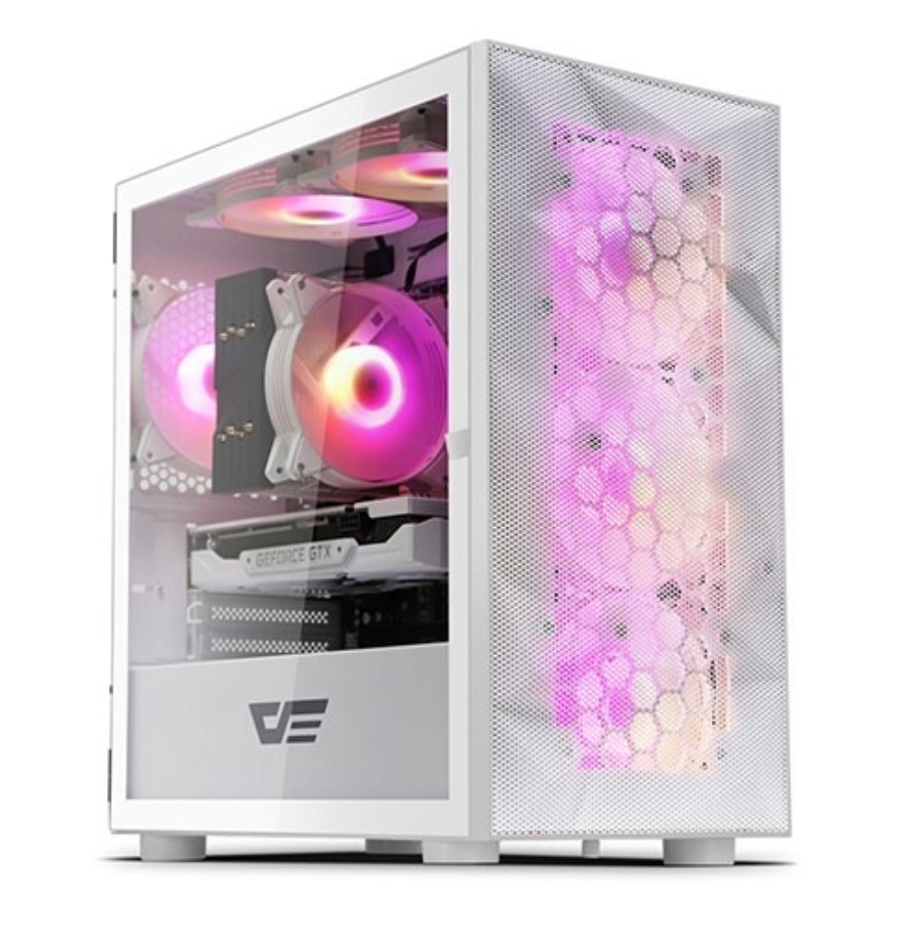 darkFlash DLM21 RGB MESH 강화유리 화이트 미니타워 PC케이스 : 미션PC
