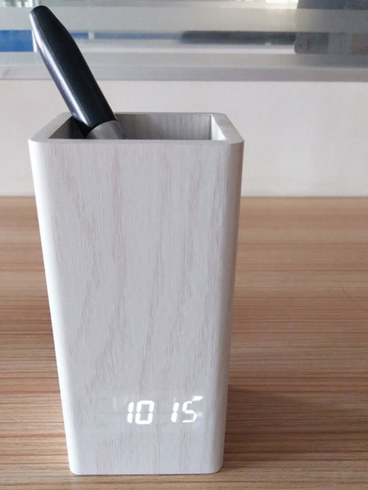 음성 제어 디지털 나무 침실용 전자 USB 목재 크리 미니 장식 침대 시계 학생 흰색 : 솜사탕상회