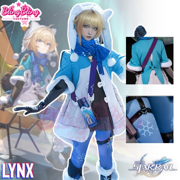 게임 Honkai 스타 레일 Lynx 코스프레 Landau  할로윈 파티 드레스, 가발 : 하루통상