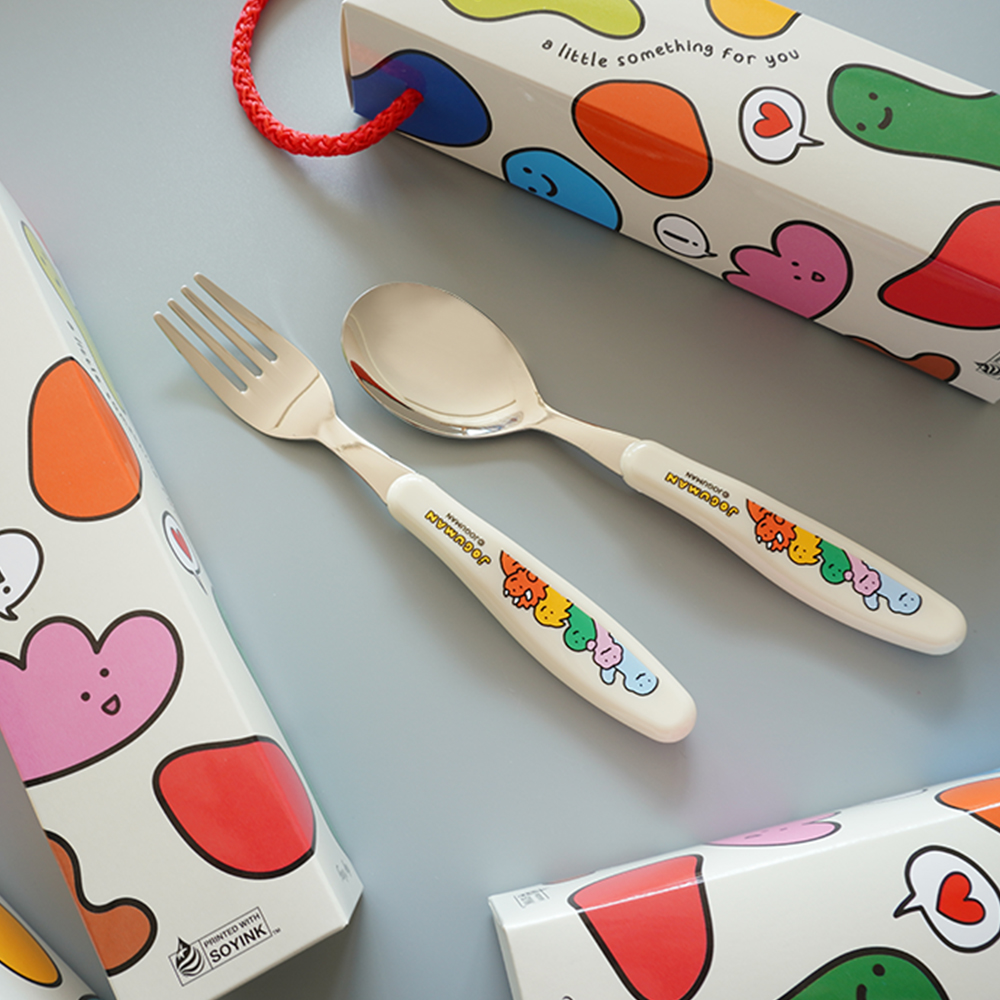 어린이집 생일 답례품 유치원 구디백 단체 선물 조구만 스텐 스푼포크 세트 : 팬시에이미