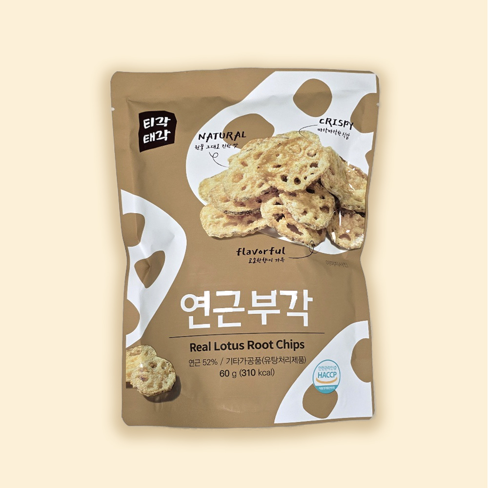 [티각태각] 바삭바삭 연근부각 60g (1봉) 속초명물 건강간식 한국과자 : 나를위한식탁