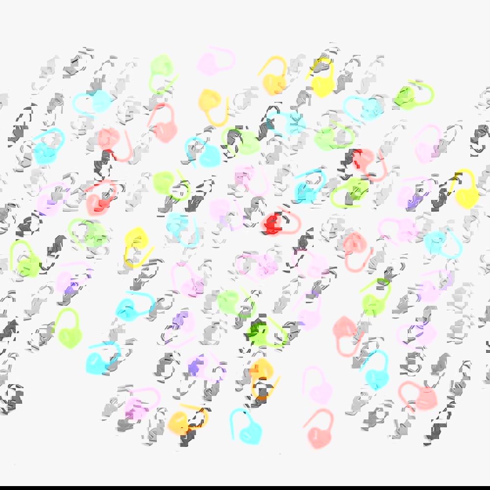 조양이 100개 플라스틱 뜨개질 스티치 마커, 하트 모양 잠금 크로셰 마커 클립, 뜨개질용 재봉 핀, 크로셰, DIY 공예 프로젝트, 믹스 컬러... 