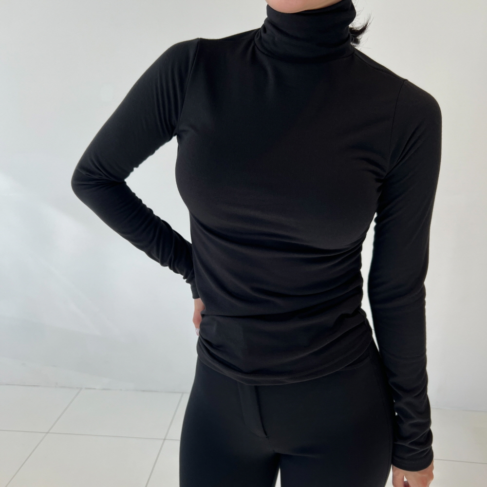 1+1 피치기모 폴라티 여성목티 쫀쫀한목폴라 : 설세라