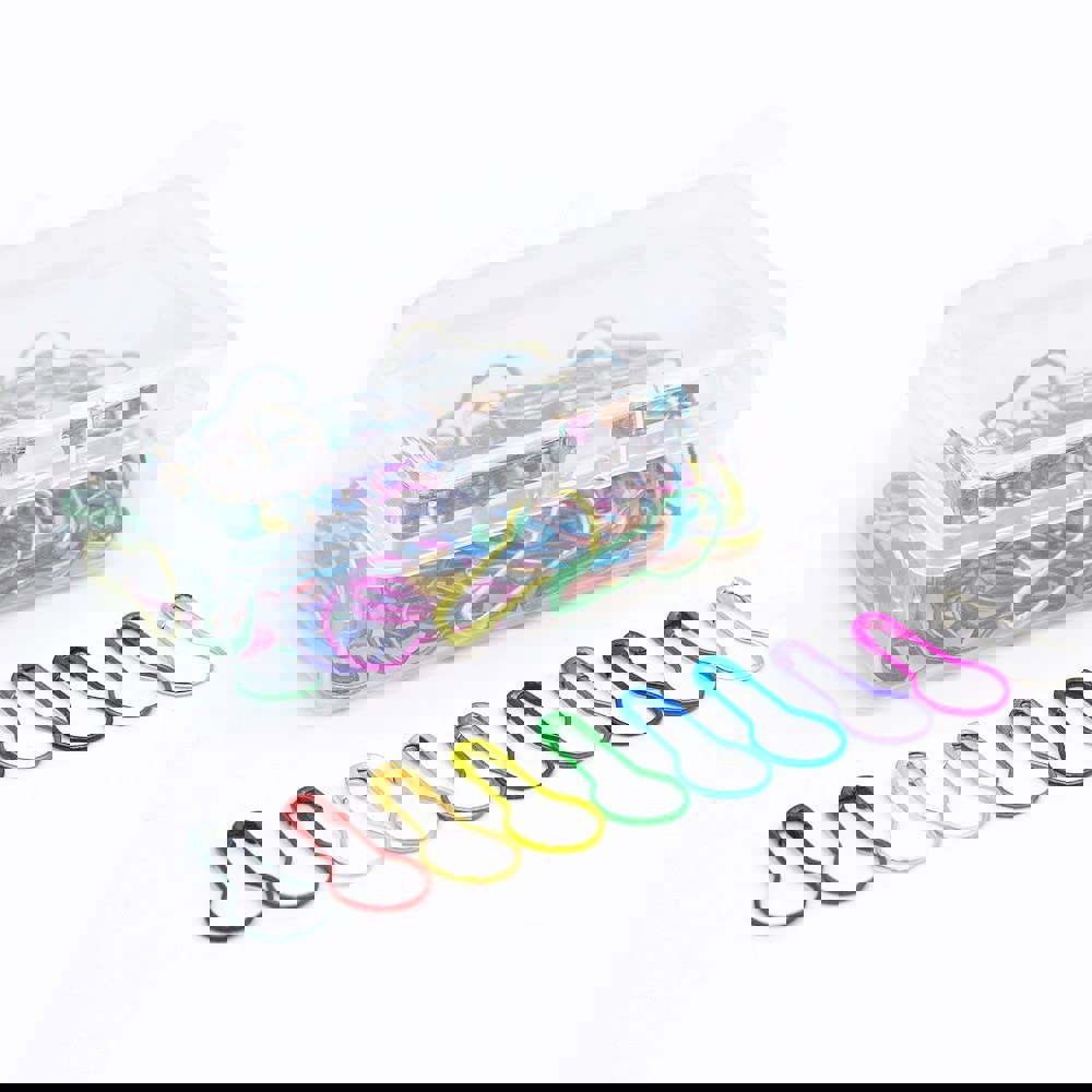 100피스 안전핀, 전구 스티치 마커 10가지 금속 색상 모듬 칼라바시 핀 배 모양 뜨개질 의류 태그 DIY 공예 프로젝트 보관함 포함 : 쇼핑마스터픽