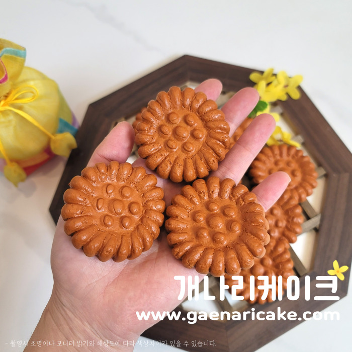 모형 약과 클레이 전통음식 추석 명절 상차림 백일상 돌잔치 촬영소품 : 개나리케이크1