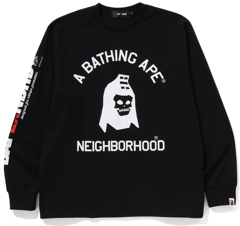 네이버후드 NEIGHBORHOOD x A BATHING APE 베이프 L/S Tee 긴팔 티셔츠 블랙 513700 _BSTL : 베스트.리