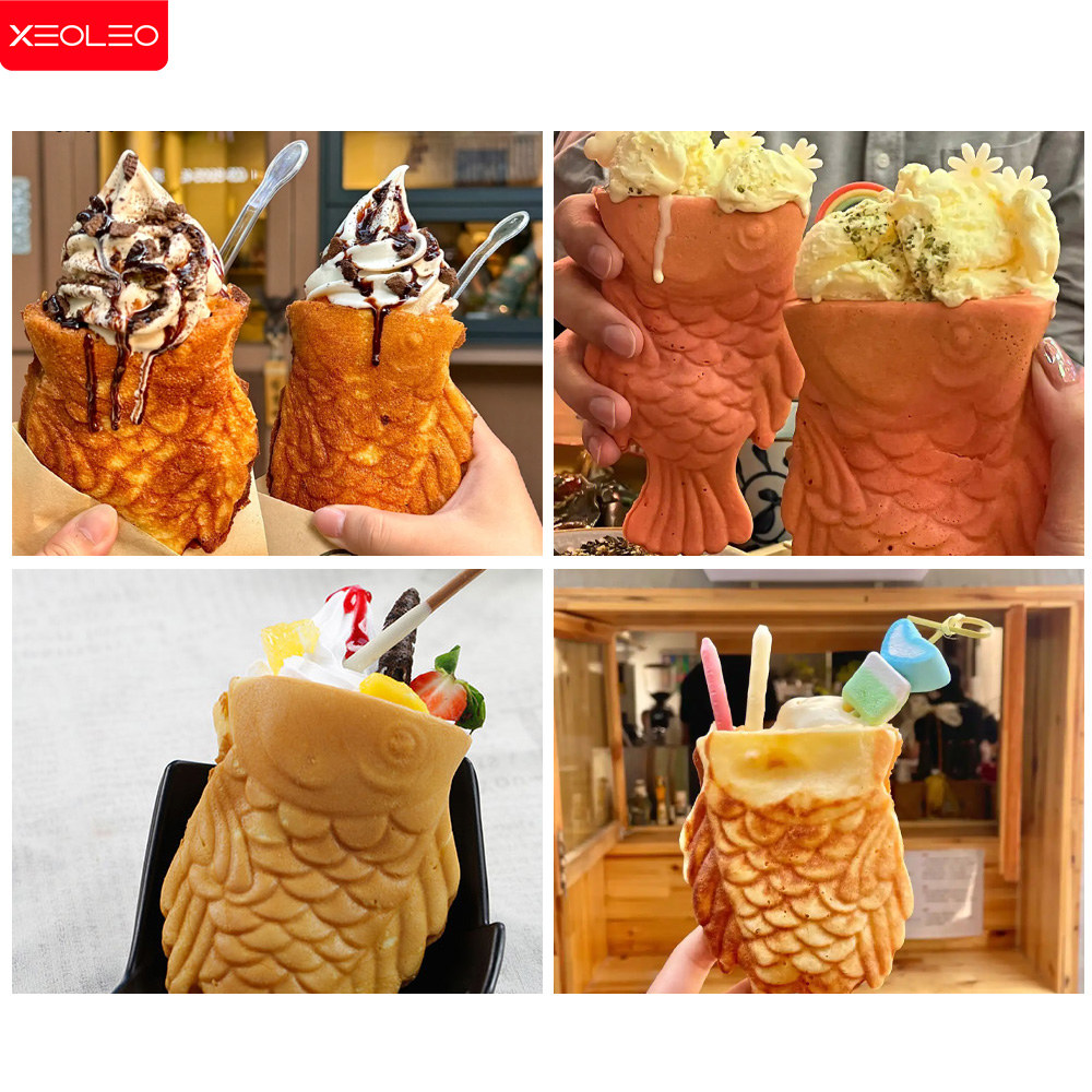 물고기 XEOLEO 3PCS 메이커 전기 기계 오픈 케이크 TAIYAKI 모양의 와플 : 글로벌 에잇픽