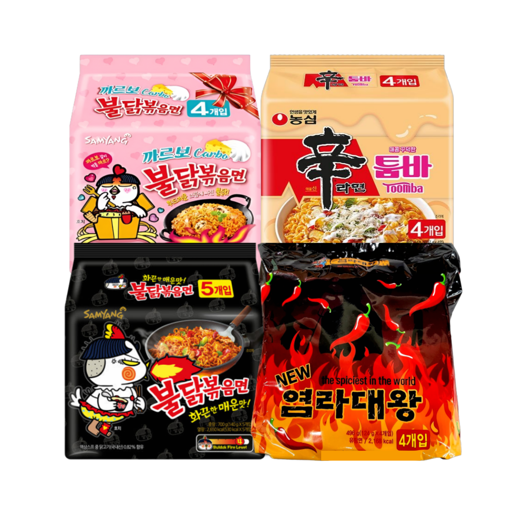 매운인기라면 멀티 4종 17개 세트(불닭볶음면5입+까르보불닭4입+신라면툼바4입+염라대왕4입) : 과저씨