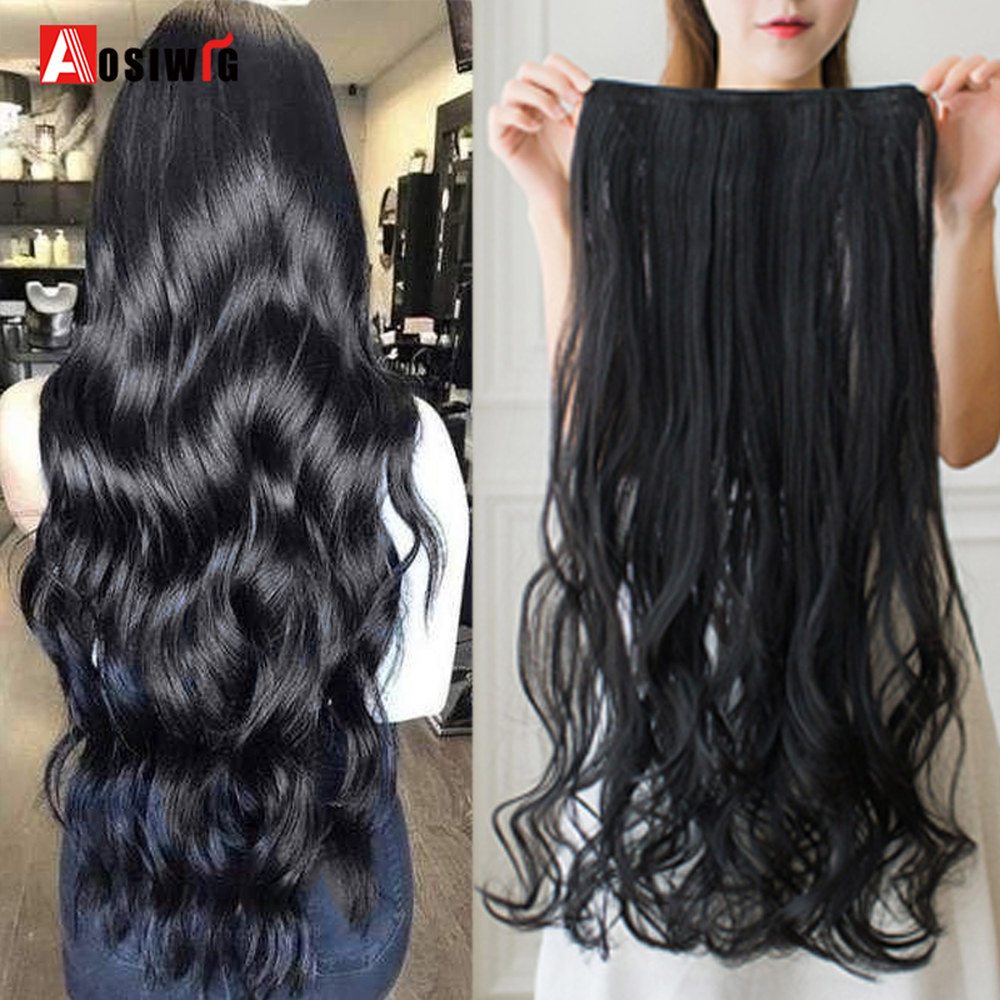 긴머리가발 60CM 헤어피스 합성 80CM 클립 50CM 100CM 익스텐션 헤어 웨이브 AOSI 내열성 블랙 헤어스타일 2 40cm : 차밍백화점