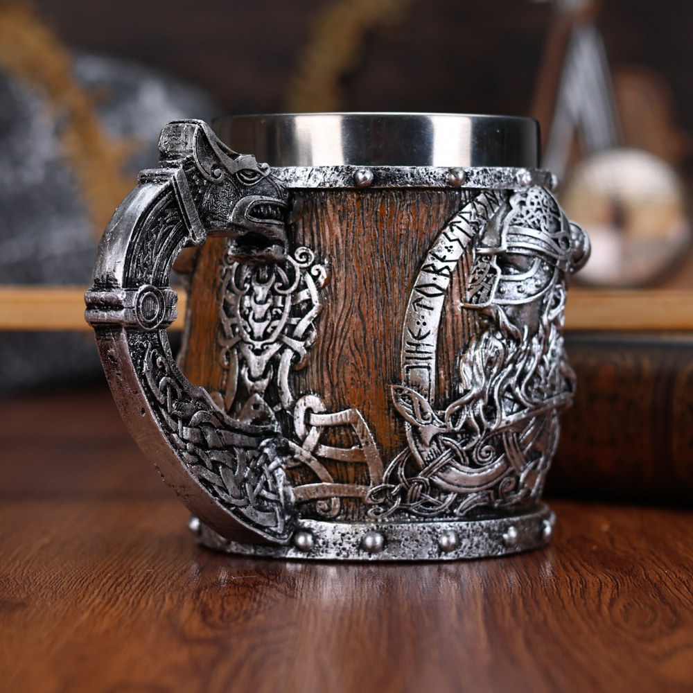 맥주 Valhalla 스테인리스 컵 탱커드 보트 ml 전사 북유럽 배럴 해골 뿔 바이킹 스틸 스팀 머그잔 400 viking mug 2025 401-500ml... 