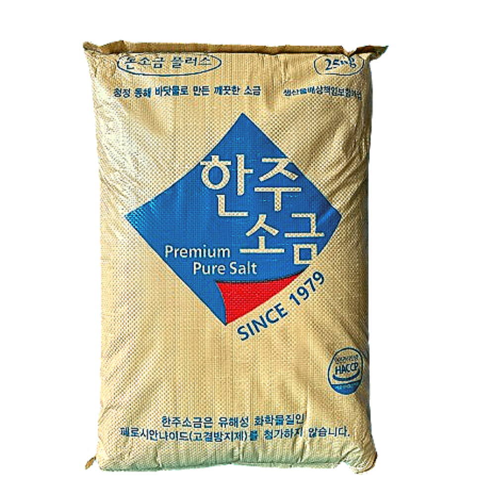 [품질보장] 한주본소금 플러스 25kg 정제염 고운 가는소금 연수기 식용 플러스한주 : 우성물산