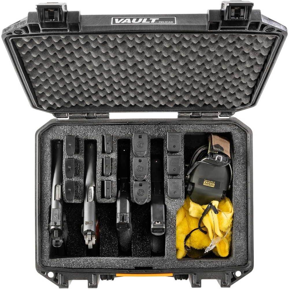 Pelican Vault 권총 케이스 커스텀 장비 하드 케이스 보괌함 블랙 V300 - 4 또는 5 권총 1개 : 에스와이넷샵