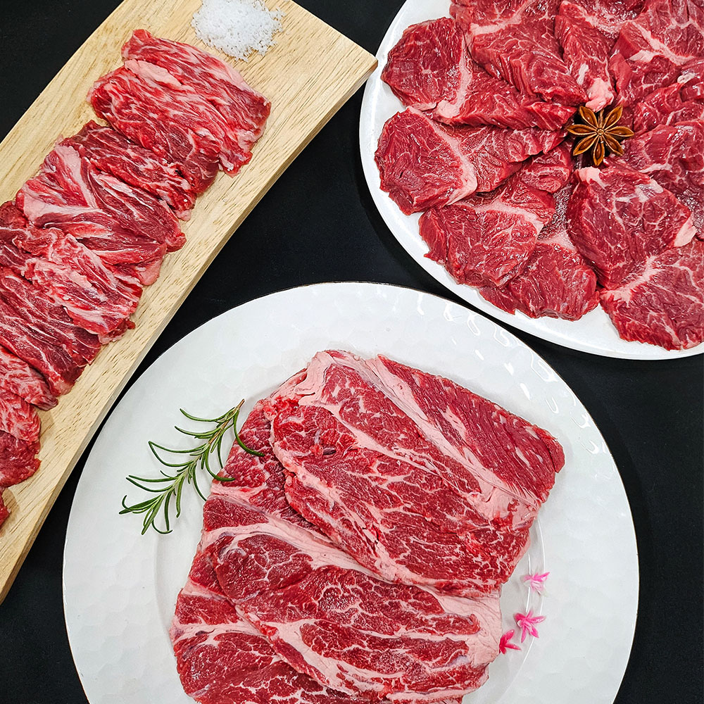 초이스 미국산 소고기 모듬 3종 800g 미국산 등심 미국산 갈비살 미국산 토시살 소 늑간살 소고기늑간살 미국소고기 미국산소갈비살 생등심... 