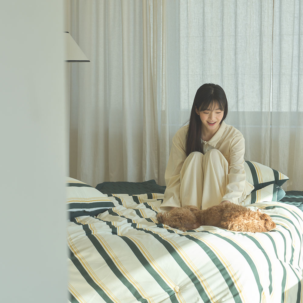 아르지오 빈티지 포레스트 스트라이프 기숙사 이불세트 차렵이불 SS +베개커버1 : ARGIO  아르지오