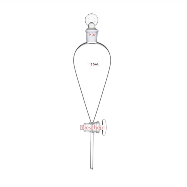 2429 유리 피라미드 분리 깔때기, 스트레이트 드롭 튜브, 스톱콕, 실험실 제품, 125ml : 하루나무1