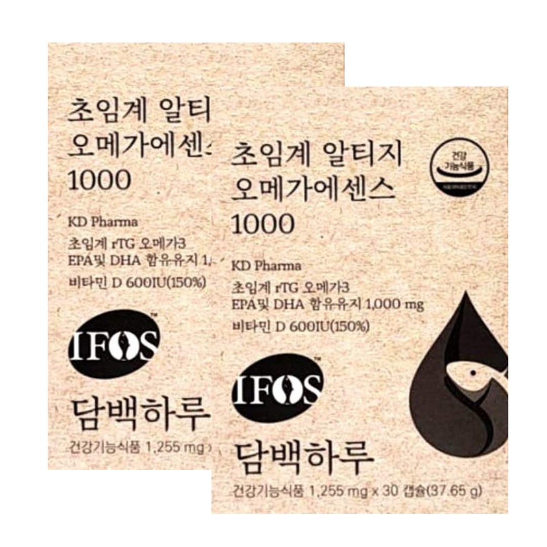 담백하루 초임계 알티지 오메가3 1000 1255mg x 30캡슐 2박스 2개월분 : 이즈라운드
