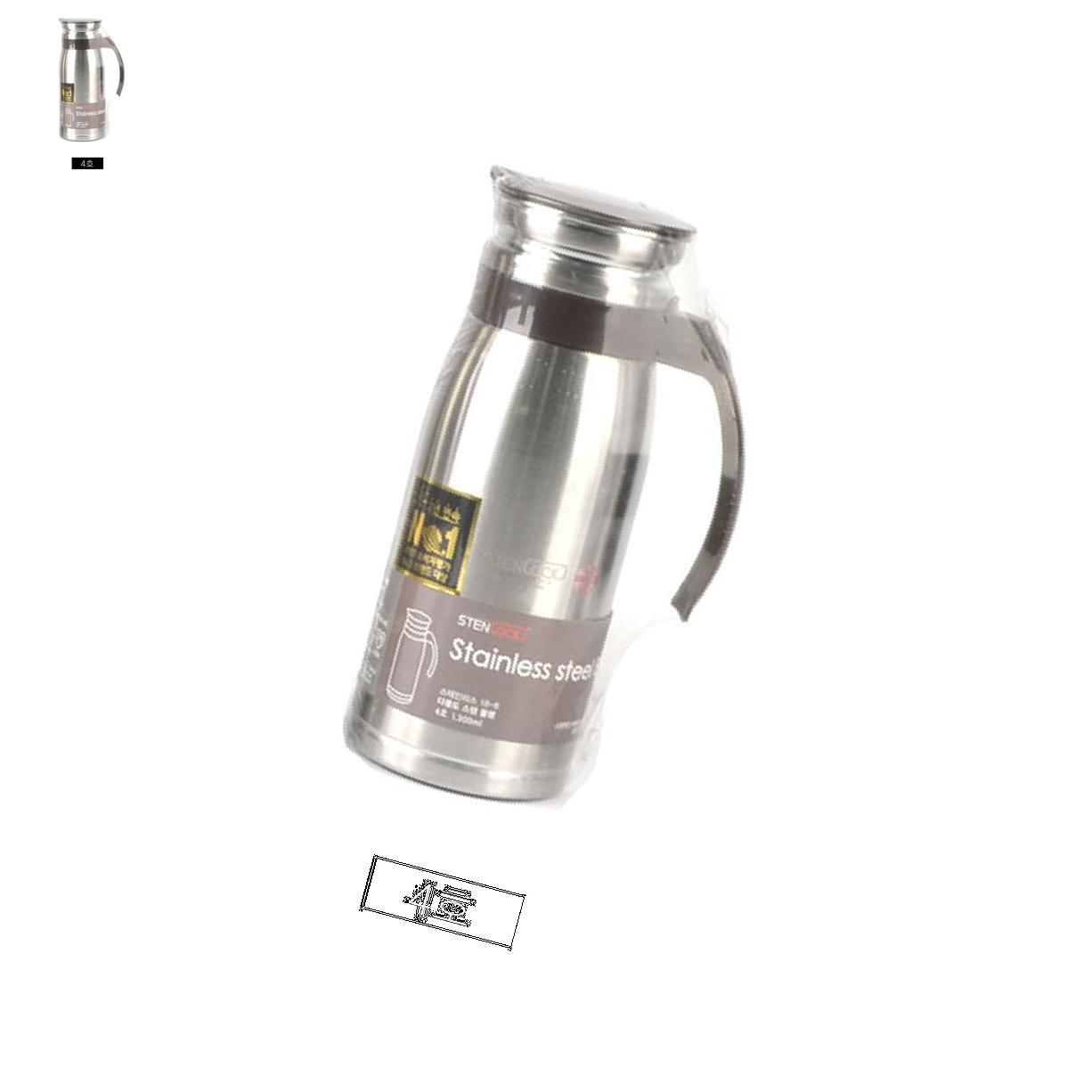 냉장고 등산 물병 물통 손잡이 스텐 스테인 업소 레스 4호 1300ml : 한일토탈문구스토어