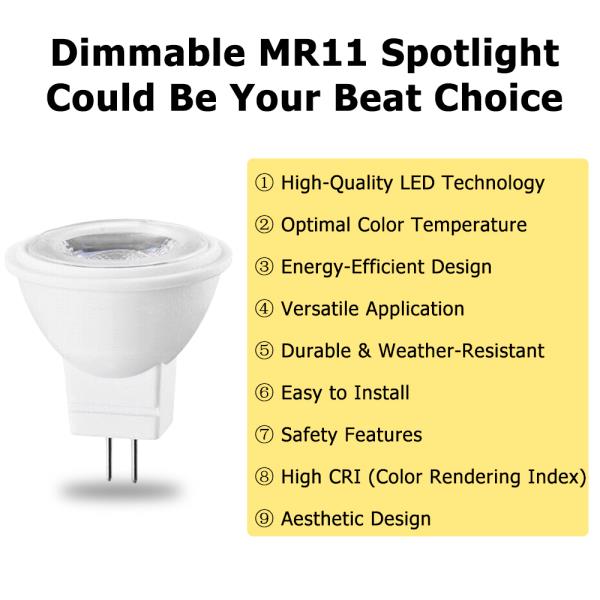 미니 MR11 GU4 3W 스포트라이트, 110V 220V 12V 24V LED 조명, 2700-6000K 디밍 화이트 전구, 침실 거실용, 로트당 2 개 : 오션글로벌25