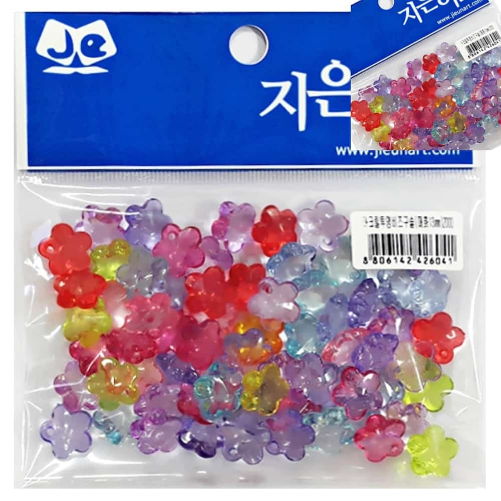 따챠 팔찌 비즈비즈 악세사리 부자재 컬러 아크릴투명비즈 매화13mm : 이타상점