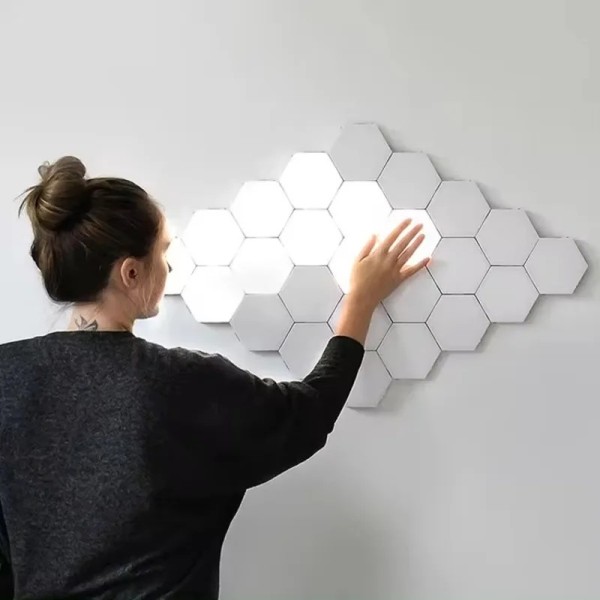 배터리 구동 리모컨 DIY 벽 터치 센서, 벌집 모양 스마트 LED 육각 야간 조명, 6 개 : jh진형상사