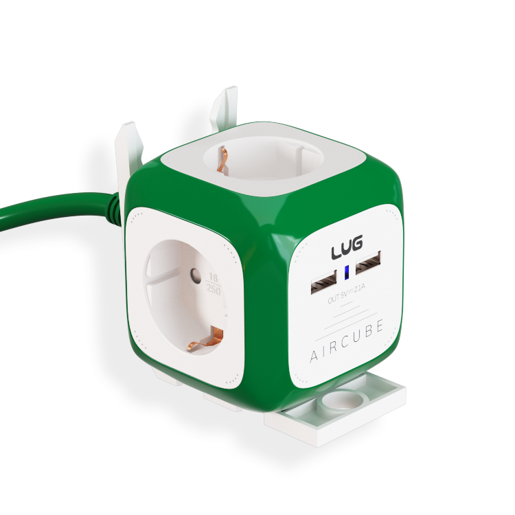 러그박스 4구+USB2구 납작 에어큐브 멀티탭  1.5M 2M 3M 5M 고용량 3500W : 리빙케이 주식회사