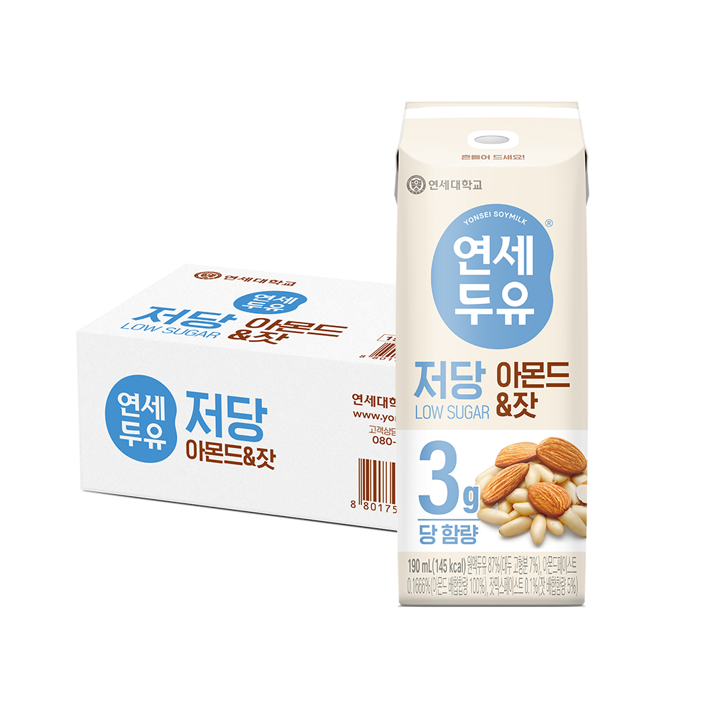 연세두유 저당 두유 아몬드&잣, 190ml, 24개 : 연세유업 직영스토어