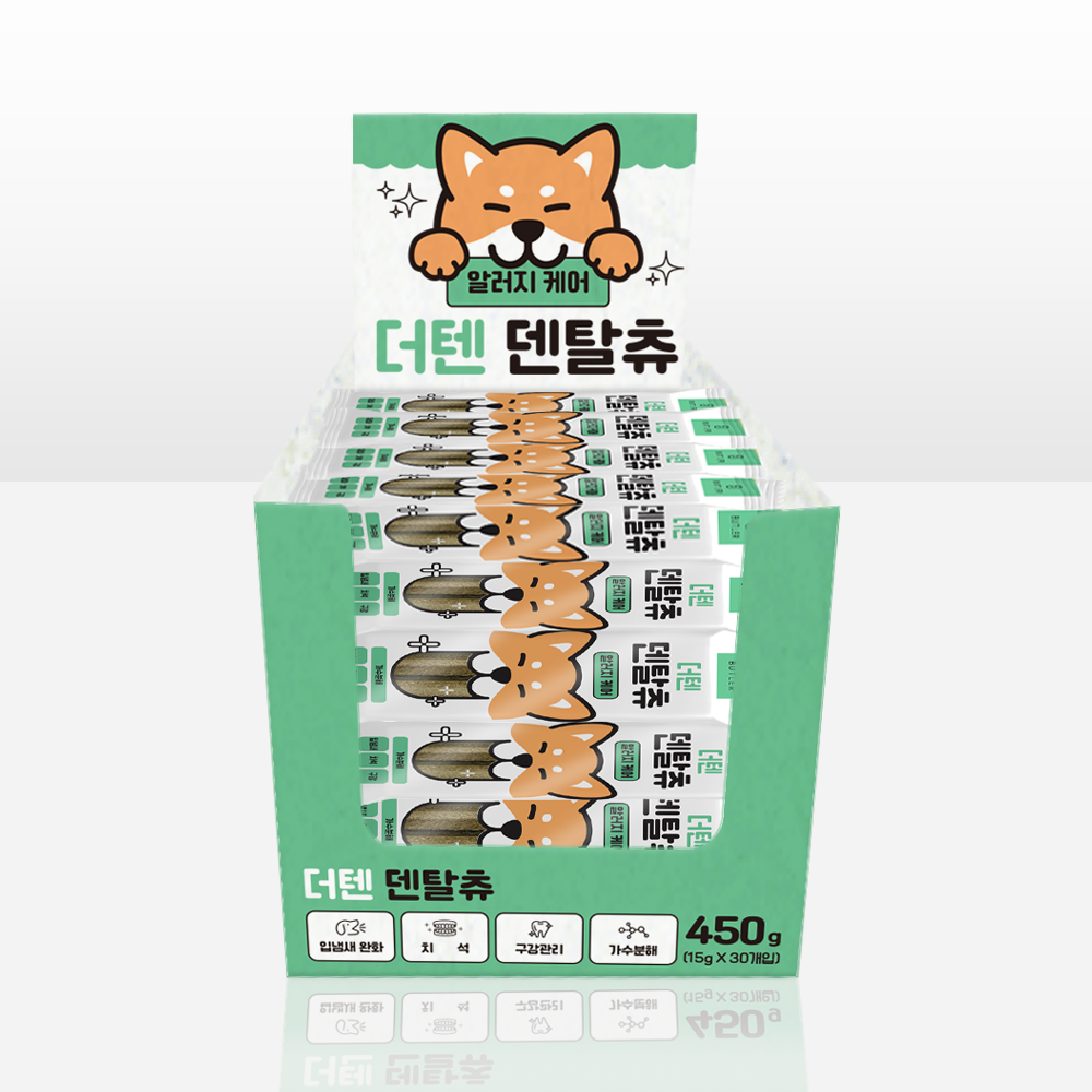 강아지껌 더텐 덴탈츄 가수분해 애견 간식 알러지케어, 15g, 30개 : 도그재그 DOGZAG