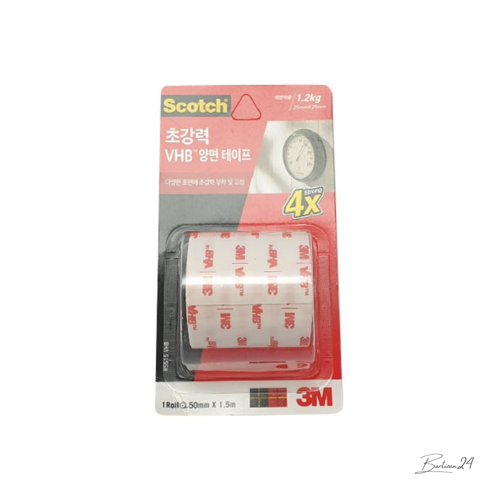 3M 스카치 초강력 VHB 양면테이프 50mmx1.5m 금속 염화비닐 명판 소품 블랙박스 : 아골라샵