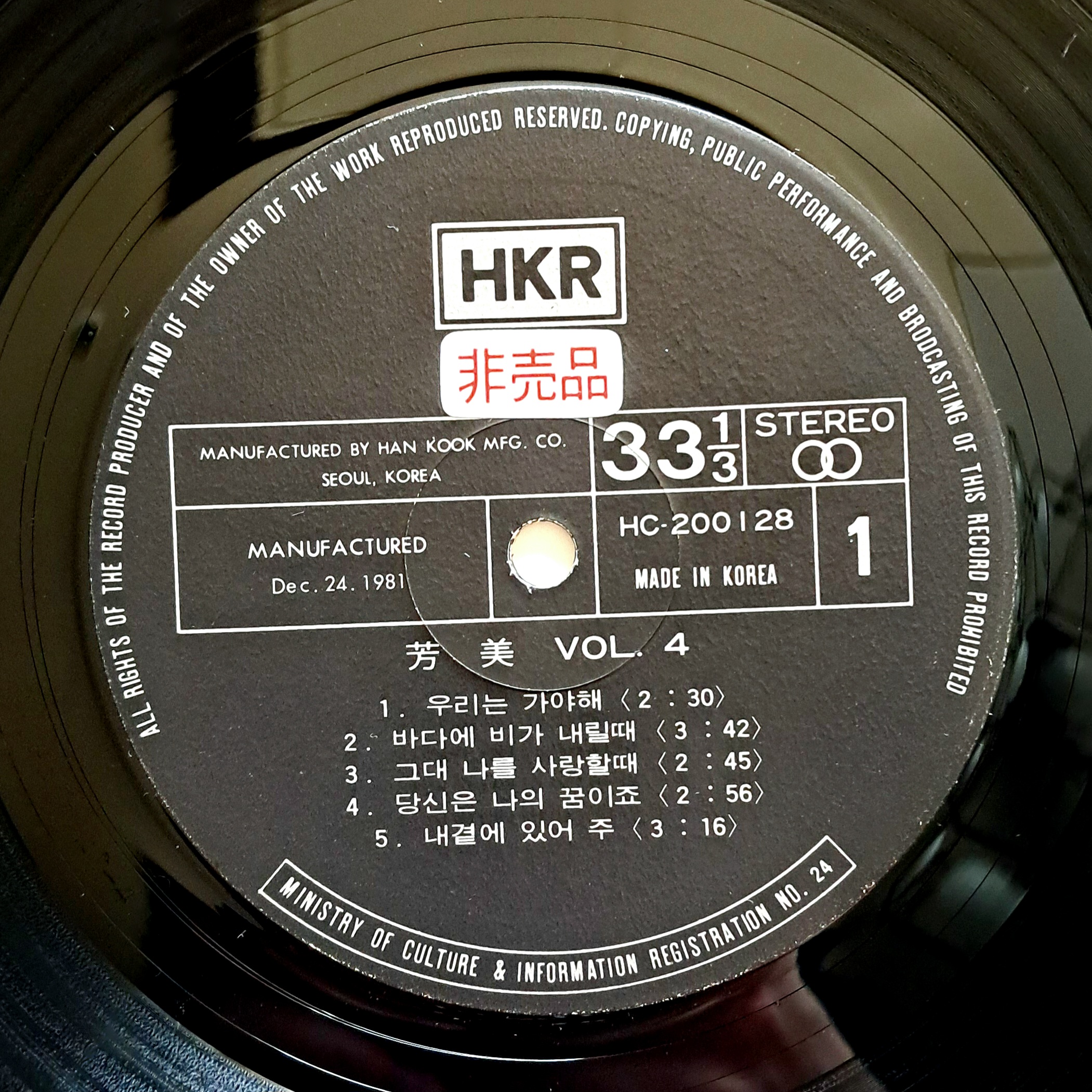 [컬렉터용 개봉 LP] 방미(금지반/비매품/방송국용 음반/1981년 한국음반 초반) - 우리는 가야해/당신이 없는 세상 : 영이네 LP