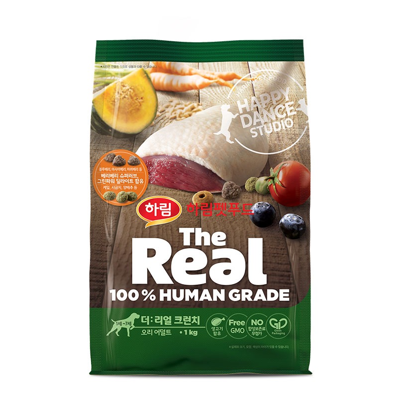 하림펫푸드 더리얼 강아지 사료 크런치 오리 어덜트, 1kg, 1개 : 히동이와 야옹이네