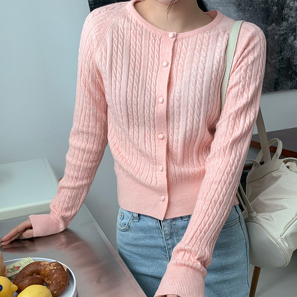 봄가디건 케이블 라운드 가디건 (4color) : 데일리태그