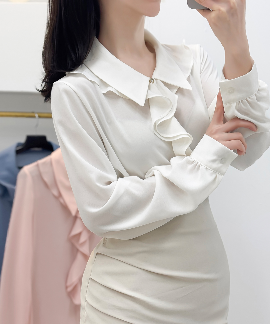 [봄 신상 ] 엘레강스 러플 프릴 카라 쉬폰블라우스 : 오드리버블