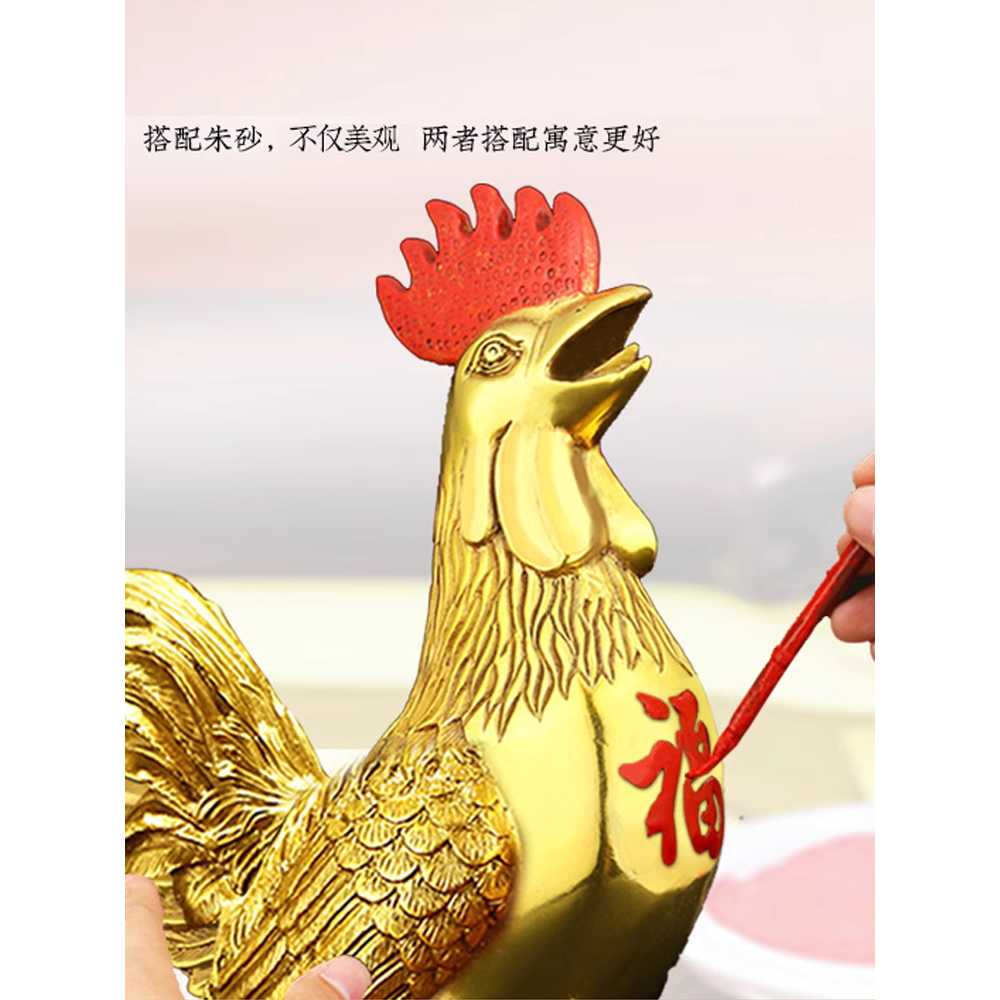 황금닭조각상 소품 동물 치킨집 개업 재물운 닭 장수 브론즈 닭 높이 25cm : 글로벌주드로
