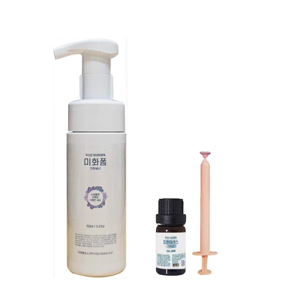 유산균 여성청결제 미화폼-크랜베리(150ml)와 에센스(10ml) : 유정룡효소과학