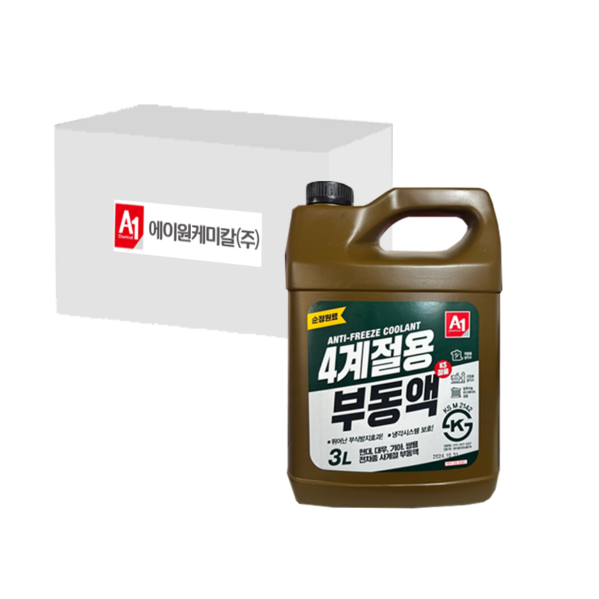 (주)에이원케미칼 4계절용 부동액 녹색,적색 (3L x 4개 차량용 산업용 부동액) : 제이비엘